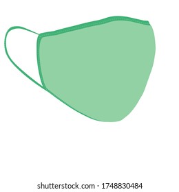 Simple Green Medical or Surgical Face Mask. Virus Protection. Breathing Respirator Mask. Health Care Concept. Vector Illustration