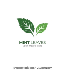 Simple Green Mint Leaves Logo Design, Mint Leaf Icon Vector