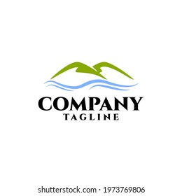 simple green mountain logo for any business related to adventure, exploration and nature.