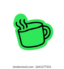 A simple, green mug with steam | Vector Illustration	
