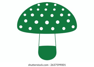 Simple green mushroom vector graphic with white dots and transparent background