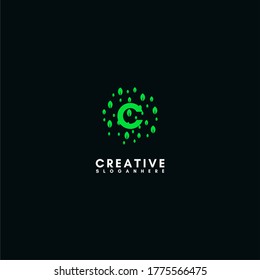 simple green nature C logo letter creative design concept