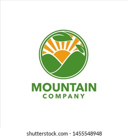 simple green nature modern mountain logo design