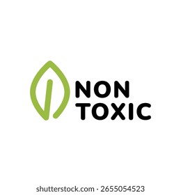 Rótulo não tóxico verde simples com símbolo de folha