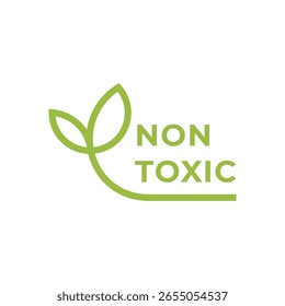 Rótulo não tóxico verde simples com símbolo de folha