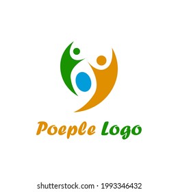 einfache grüne und orangefarbene Menschen gestalten das Logo-Design für die Marke.
