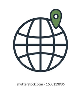 Simple green outline icon: map marker, vector eps10 illustration