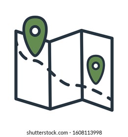 Simple green outline icon: map marker, vector eps10 illustration