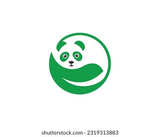 Simple green panda logo design icon vector illustration.