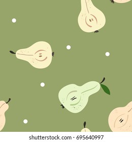 Simple green pattern with pears and white small dots