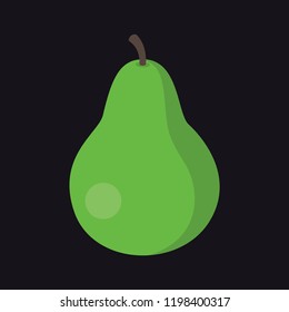 Simple green pear icon in flat style