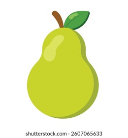 Simple green pear illustration with leaf, perfect for food-related designs, healthy lifestyle concepts, childrens books, and educational visuals