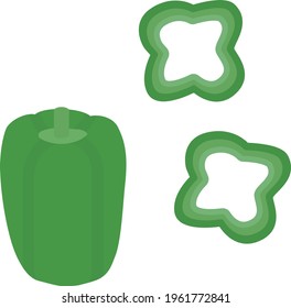 Simple Green Pepper Illustration, Flat Design
