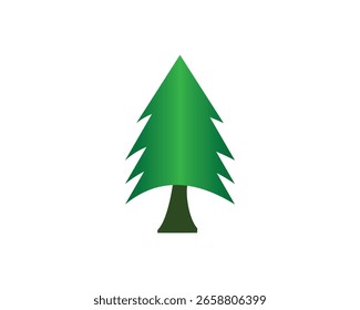 Simple Green Pine Tree Illustration Isolated on White Background, Perfect for Nature, Forest, Camping, Christmas, and Eco-Friendly Themed Vector Designs and Digital Projects