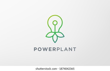 simple green plant light bulb logo in modern style