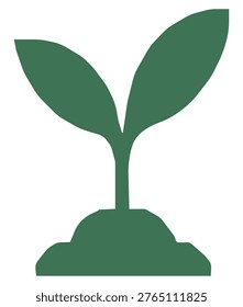 Simple Green Plant Symbol Representing Growth and Sustainability