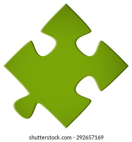 simple green puzzle piece for teamwork and business symbolism