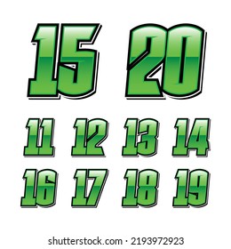 Conjunto de vectores de número de inicio de carrera verde simple