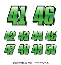 Conjunto de vectores de número de inicio de carrera verde simple