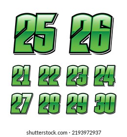 Simple Green Racing Start Number Vector Set