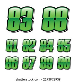 Simple Green Racing Start Number Vector Set