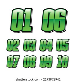 Simple Green Racing Start Number Vector Set