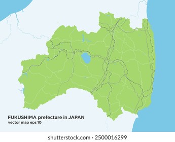 A simple green road map of Fukushima Prefecture, Japan