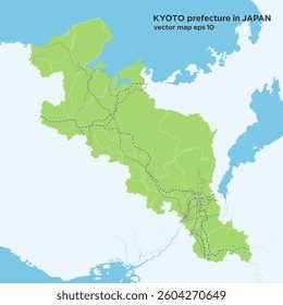 A simple green road map of Kyoto Prefecture, Japan
