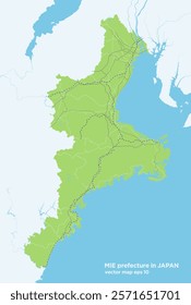 A simple green road map of Mie Prefecture, Japan