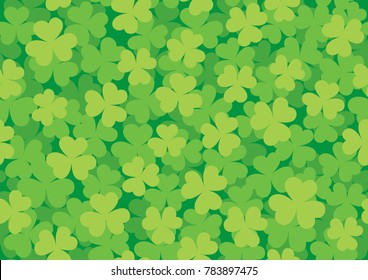 Simple green seamless pattern of clover meadow. 