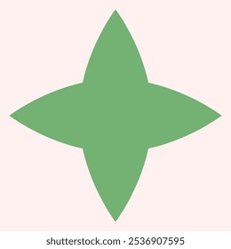 A simple green shape resembling a four-leaf clover on a light background.