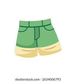 Simple Green Shorts with Yellow Trim Illustration