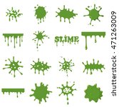 Simple green slime set. Illustration of green slime splats vector set isolated on white background