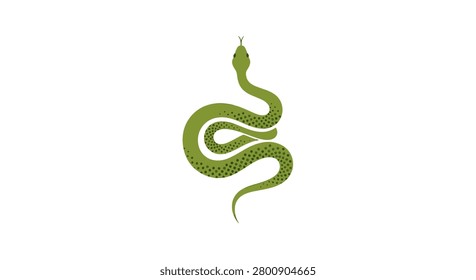 Simple green snake illustration in a coiled position, suitable for nature-themed logos, medical symbols, or wildlife educational materials.