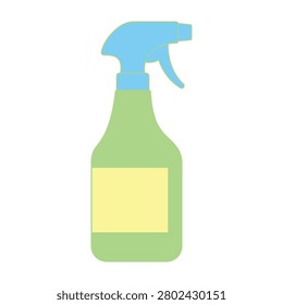 Simple green spray bottle with blue nozzle and blank label for cleaning
