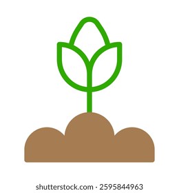 Simple Green Sprout Icon on Soil Illustration