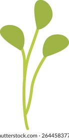 Simple green sprout with rounded leaves and slender stem, perfect for botanical illustrations, seedling design, garden decoration, eco-friendly visuals, organic artwork, and nature-themed graphics.