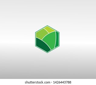 Simple green striped hexagon logo