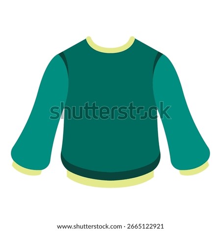 Simple green sweater with yellow trim for clothing design and fashion templates Vector illustration