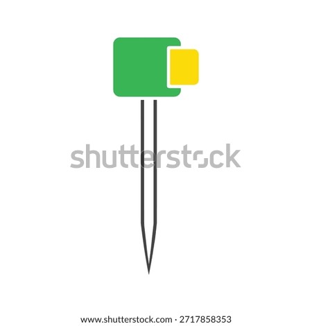 Simple green thumb tack pin icon design element