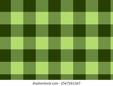 Simple green tone plaid seamless pattern vector. Background graphic tartan fashion design use for print, texture, cloth, fabric, flannel.	