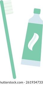 A simple green toothbrush and toothpaste illustration