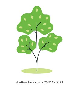 Simple green tree clip art illustration. Deciduous tree hand drawn color icon. Vector graphic