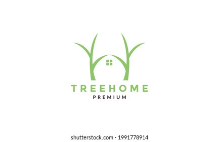 símbolo del logotipo del hogar del árbol verde simple símbolo del vector ilustración del icono