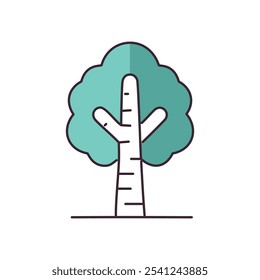 Simple green tree icon. Nature icon representing growth, peace, and environmental harmony.  Simple design ideal for apps or websites.