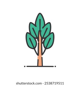 Simple green tree icon. Small tree illustration, symbolizes growth, nature, and springtime freshness. Perfect for eco designs.