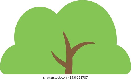 Simple green tree illustration with a minimalistic design, ideal for eco-friendly projects, nature themes, and environmental concepts