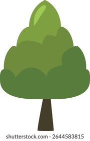 Simple green tree with layered leaves, perfect for forest scenery, park illustration, eco-friendly nature design, outdoor decoration, garden elements, and environment-themed graphics.