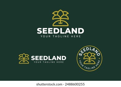 simple green tree leaf outline logo design. beauty flower leaf floral monoline logo concept. minimalist botanical tree illustration logo for landscape, gardening, ecology, environment business