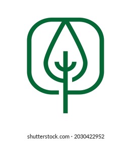 vector de línea de árbol verde simple